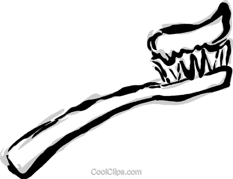 480x369 Toothbrush With Toothpaste Royalty Free Vector Clip Art