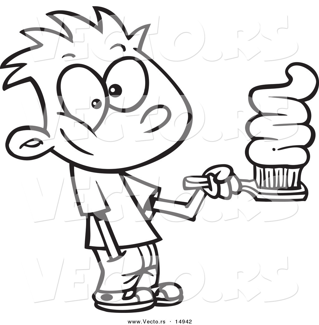 1024x1044 Vector Of A Cartoon Boy Going Overboard On Toothpaste