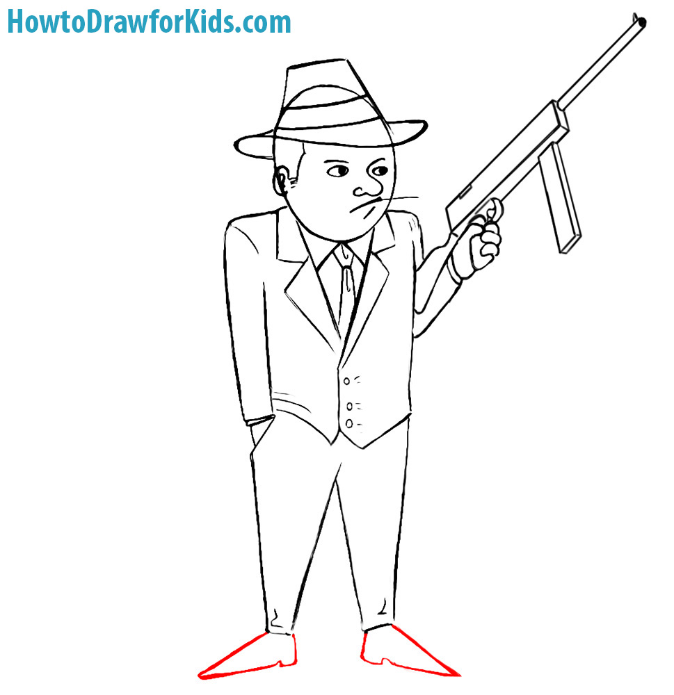 969x1000 How To Draw A Gangster For Kids Howtodrawforkids