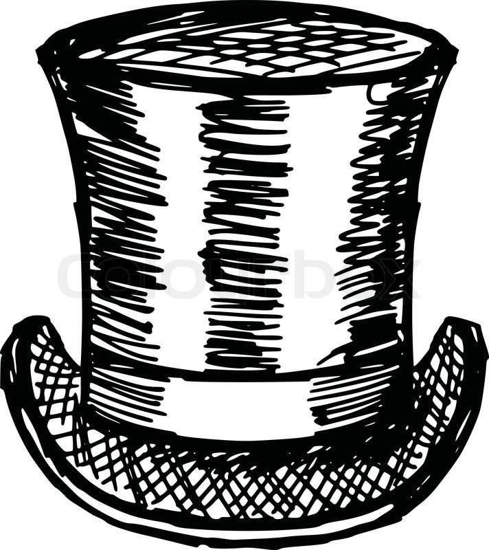 712x800 Sketch, Doodle, Hand Drawn Illustration Of Top Hat Stock Vector