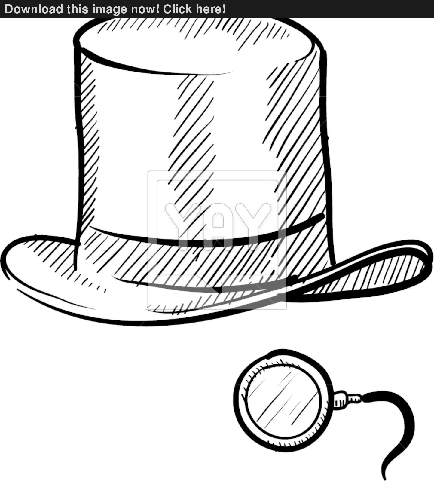1444x1600 Top Hat And Monocle Sketch Vector