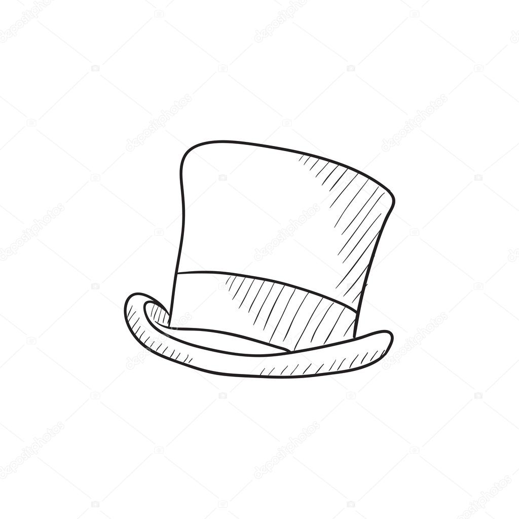 1024x1024 Top Hat Sketch Icon. Stock Vector Rastudio