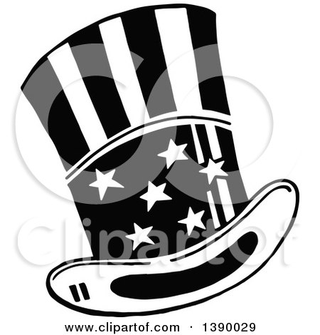 450x470 Clipart Of A Retro Vintage Black And White Top Hat