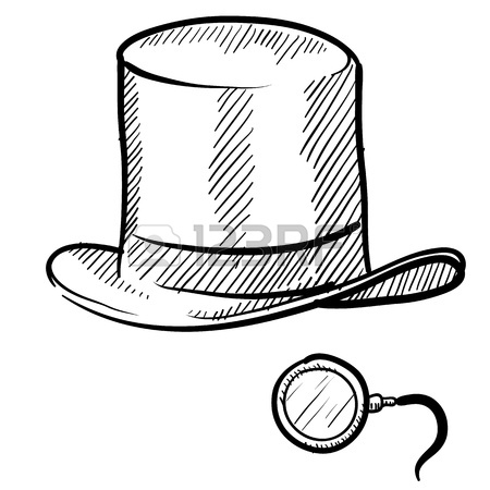 450x450 Doodle Style Rich Man's Top Hat And Monocle In Vector Format Stock