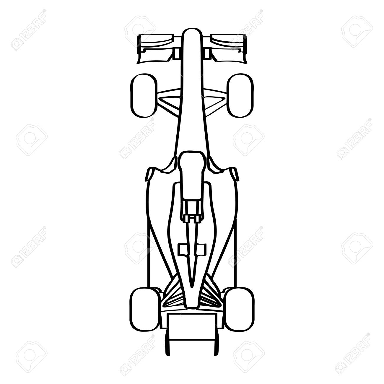 1300x1300 Top View Of A Racing Car, Outline Vector Illustration Royalty Free