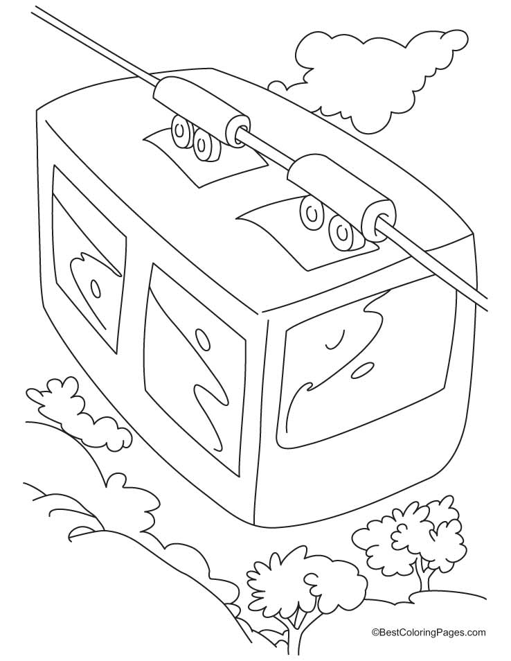 738x954 A Top View Of Cable Car Coloring Pages Download Free A Top View