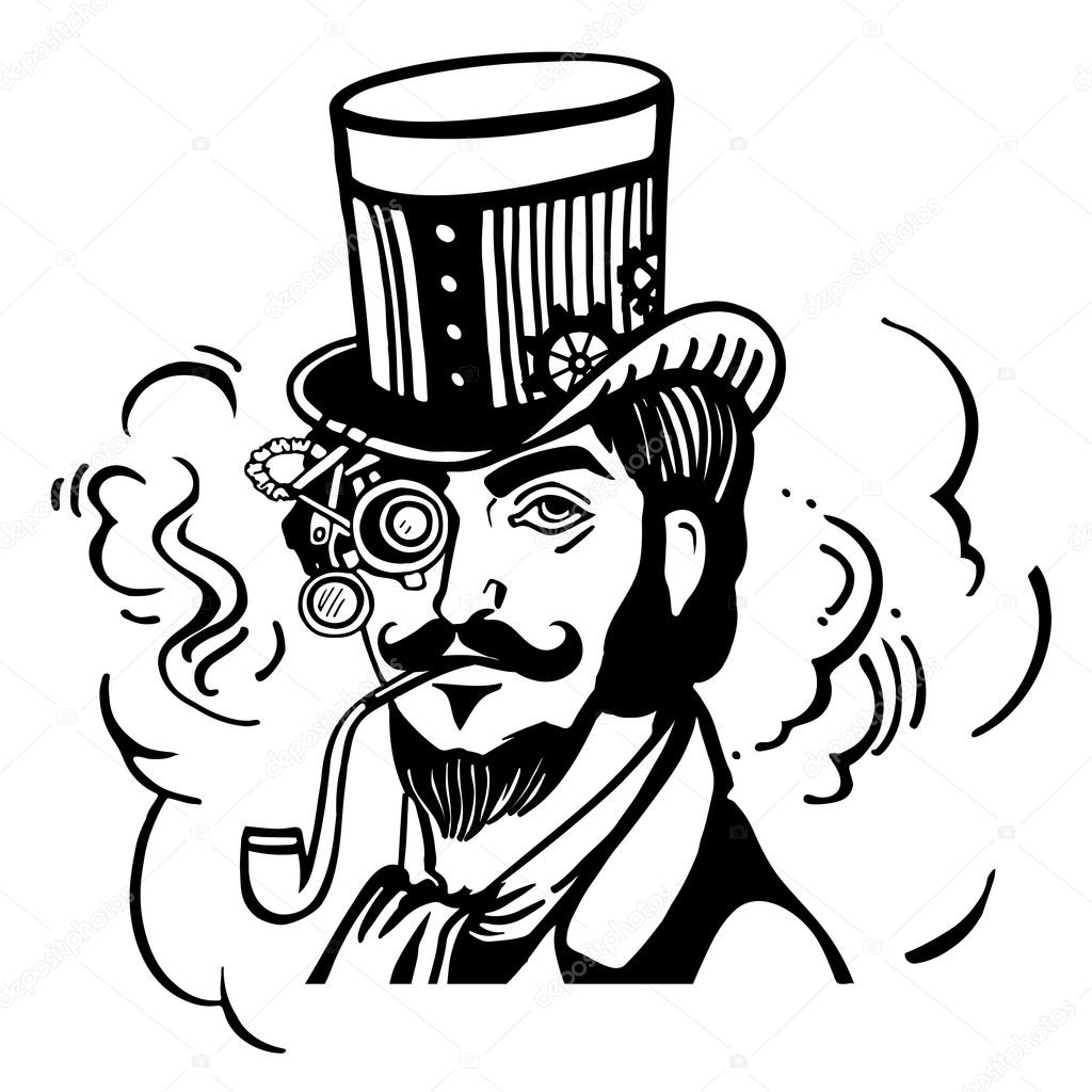 1024x1024 Steampunk Man In Top Hatnd Glasses With The Beard Moustache