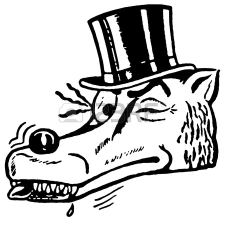450x450 A Black And White Version Of A Winking Wolf Wearing A Top Hat
