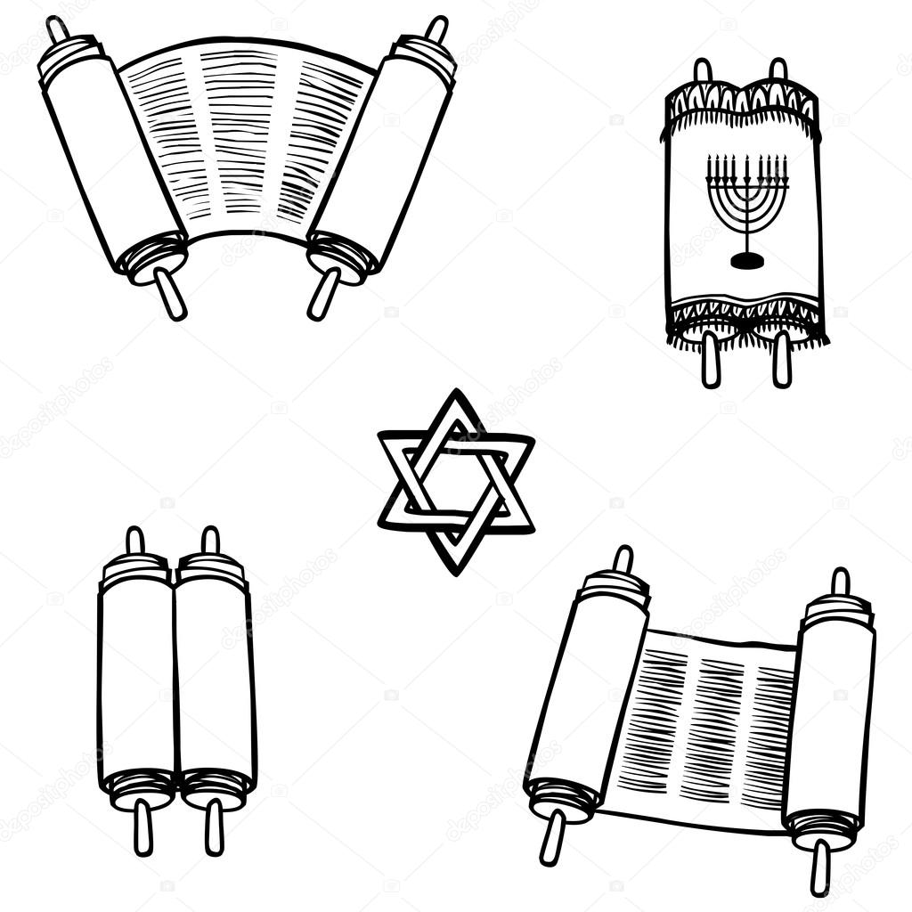 1024x1024 Torah. Old Scrolls In Different Forms. Vector Illustration Stock