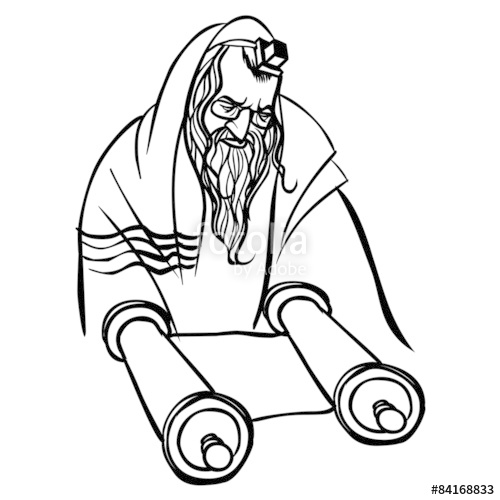 500x500 Jewish Man Reading Torah. Vector Illustration Stock Image