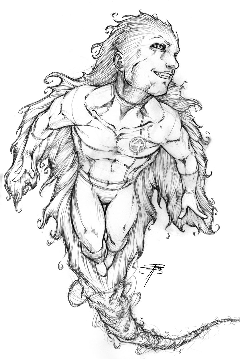 838x1250 Human Torch Flame By Fooray