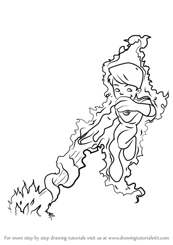 566x800 Learn How To Draw Human Torch From The Super Hero Squad Show (The