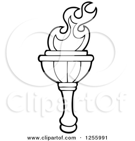 450x470 Clipart Of A Black And White Greek Torch