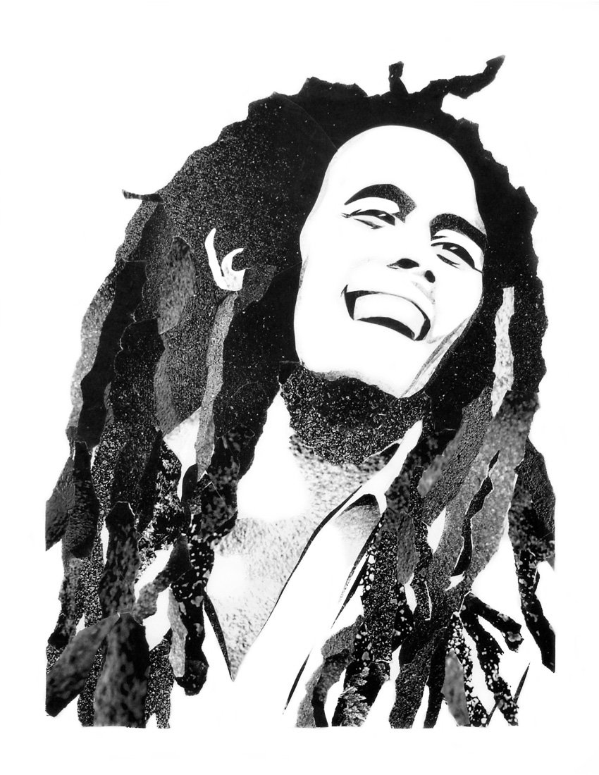 850x1100 Bob Marley Torn Paper Collage By Wrightgraphics