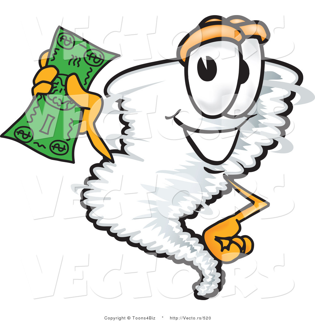 1024x1044 Vector Of A Cartoon Tornado Mascot Holding Money By Toons4biz