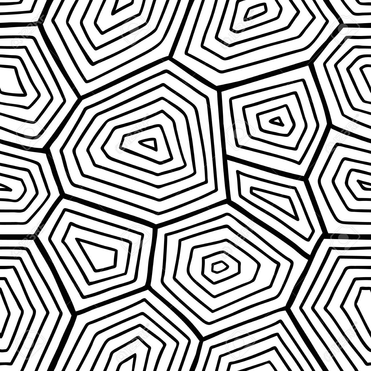 1300x1300 Ornate Turtle Shell Pattern. Seamless Pattern With Doodle Turtle