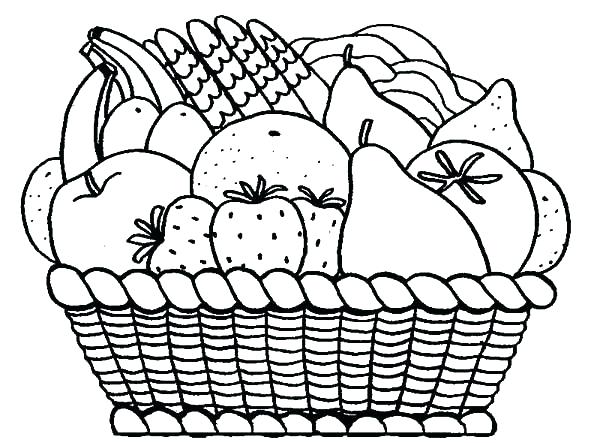 600x443 Top Rated Fruit Coloring Page Images Kids Drawing A Bask On Drawn