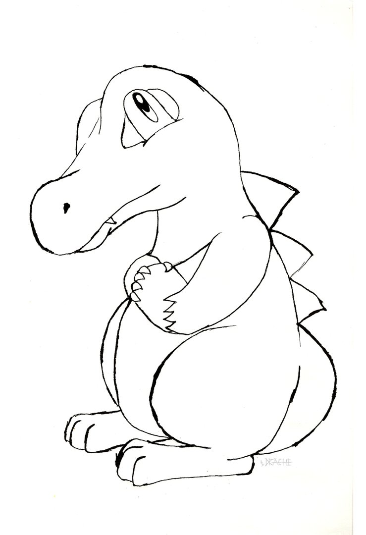 739x1080 Totodile Lineart By Dradraska