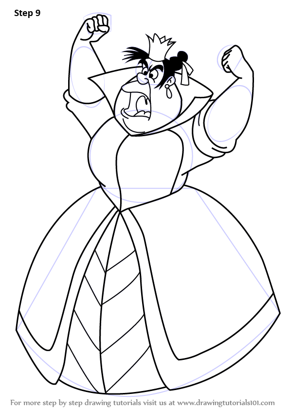 596x843 Learn How To Draw Queen Of Hearts From Alice In Wonderland (Alice