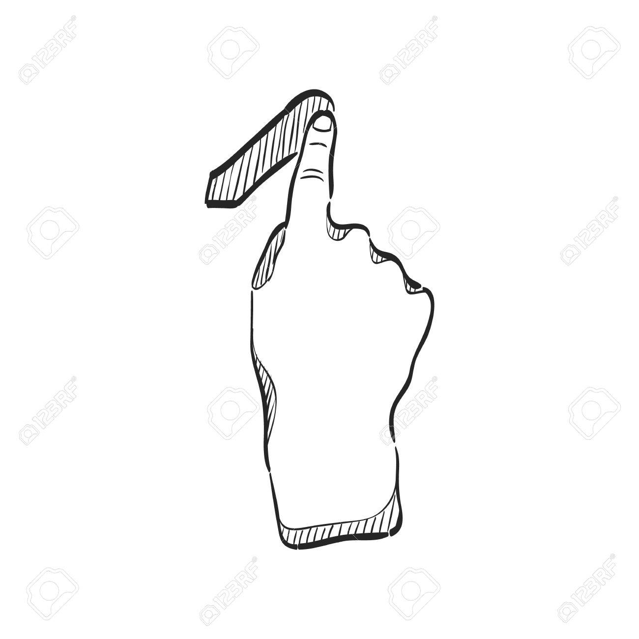 1300x1300 Finger Gesture Icon In Doodle Sketch Lines. Gadget Touch Pad