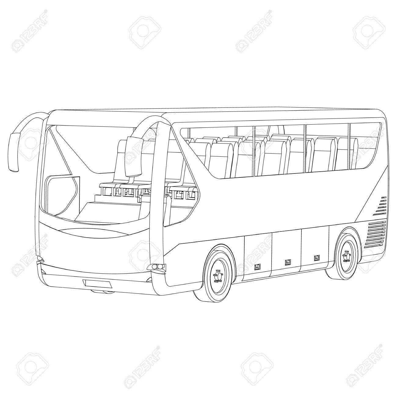 1300x1300 Big Bus Contour On A White Background Royalty Free Cliparts