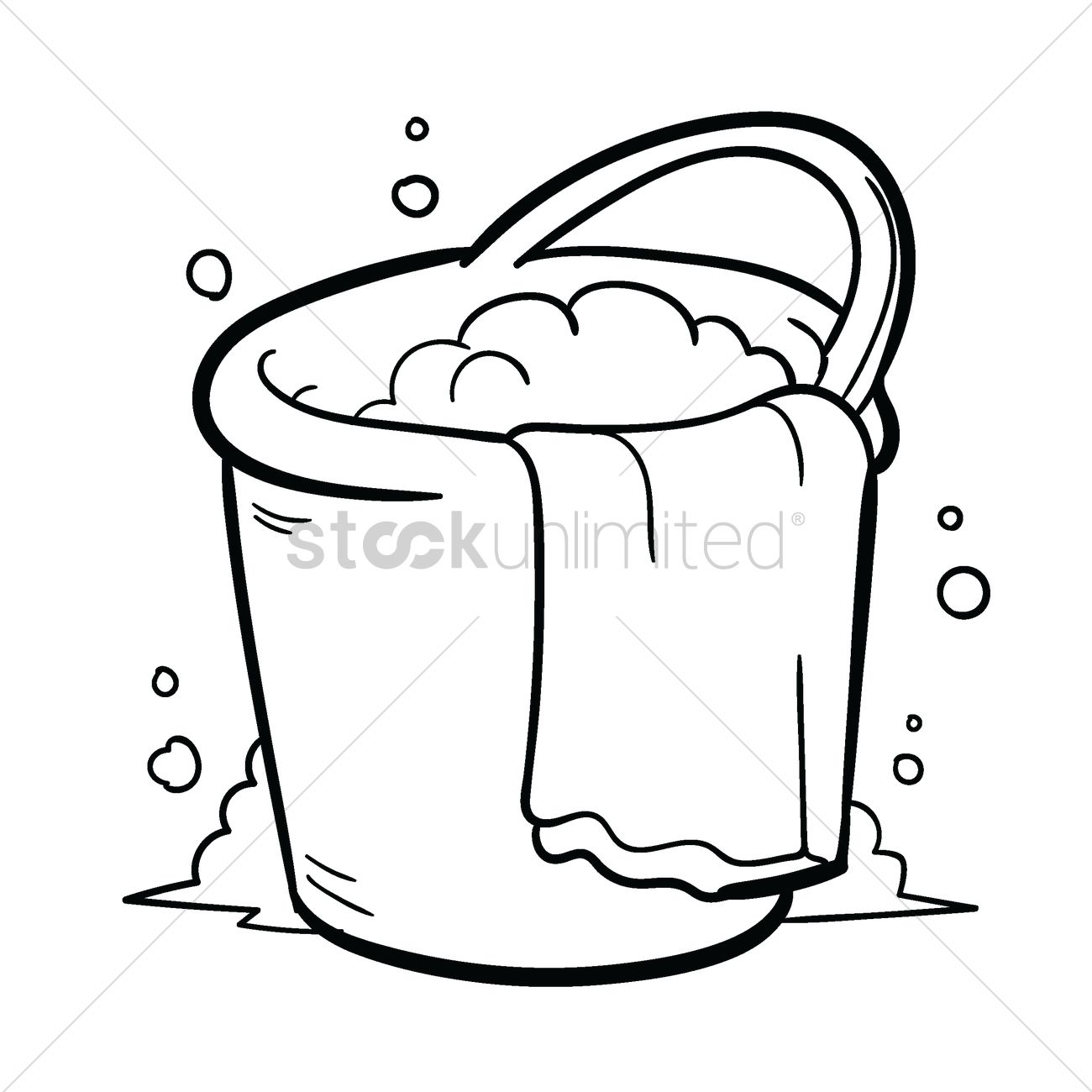 1300x1300 Bucket Of Water With Towel Vector Image