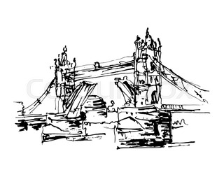 320x253 Cityscape Drawing Sketch Tower Bridge, London, England