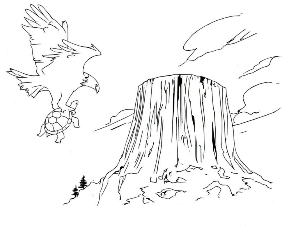 993x804 Devil's Tower Drawing (Line Art) By Electronicdave
