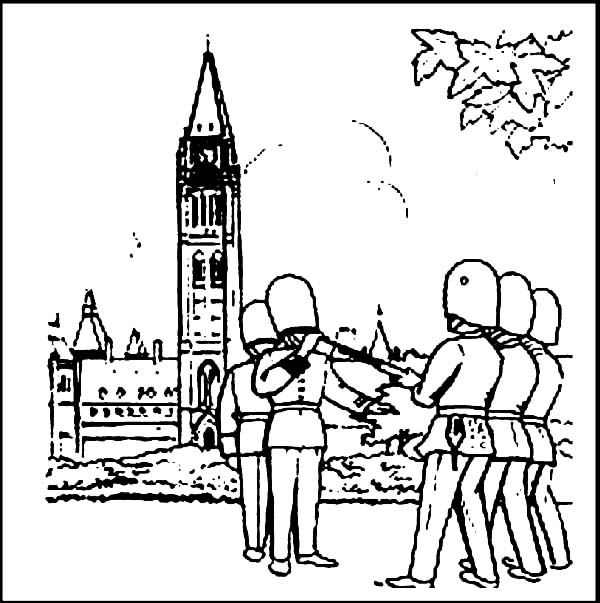 600x603 England Army March In Front Of London Clock Tower Coloring Pages