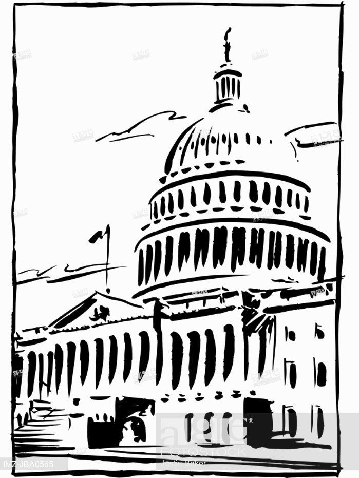 699x931 A Black And White Drawing Of The Capitol Building In Washington Dc