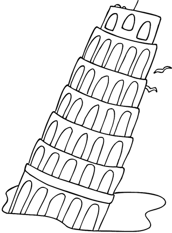 354x480 Falling Tower Pisa Coloring Page Free Printable Coloring Pages