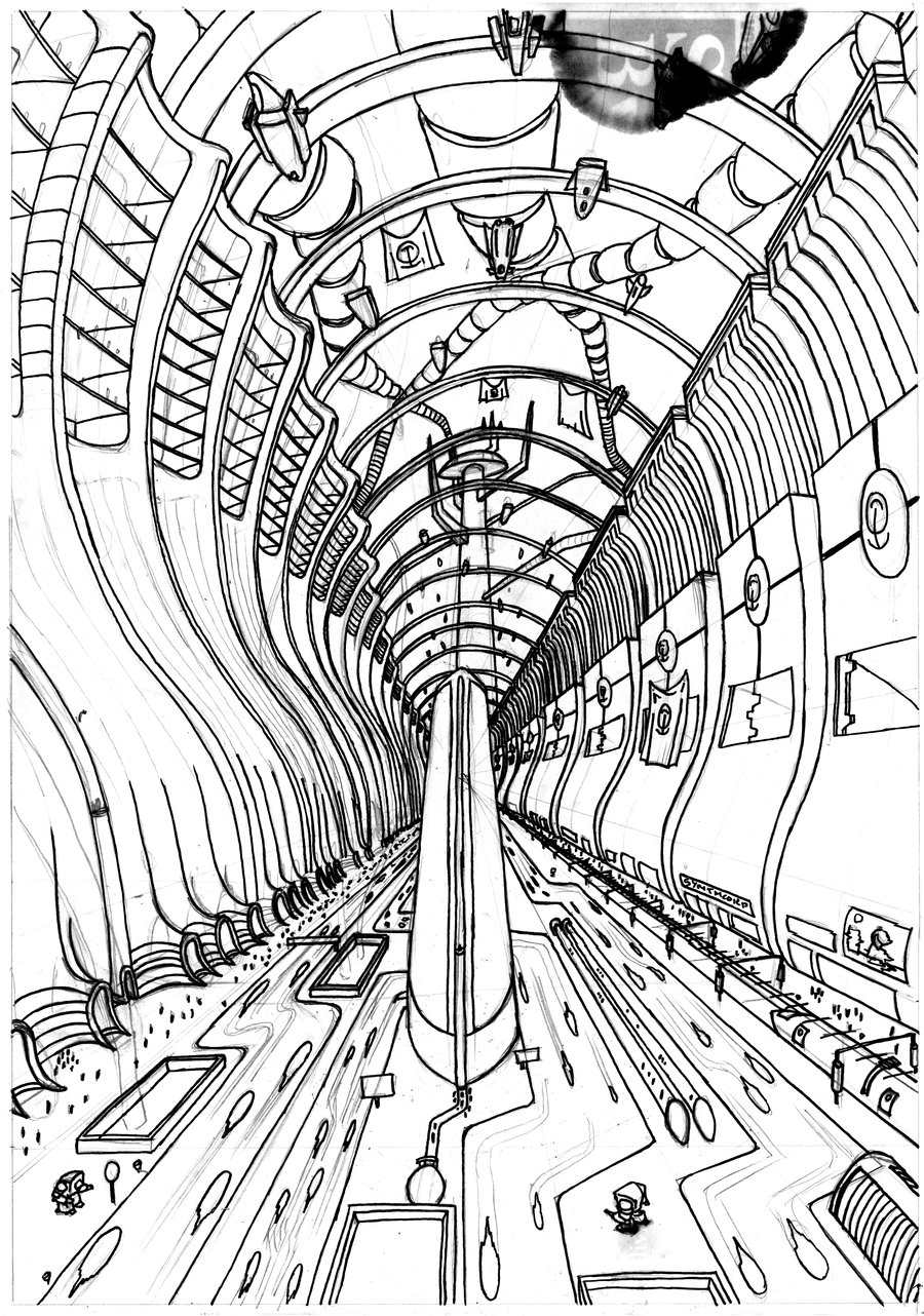 900x1282 Future Town Line Art By Rhh7288