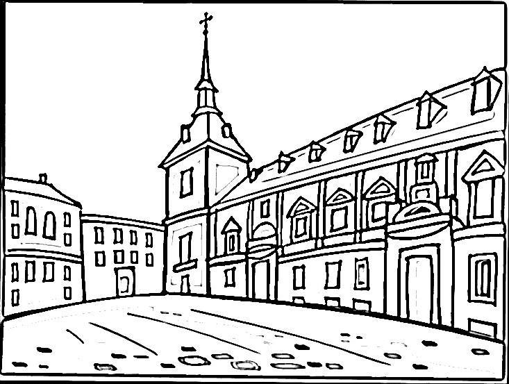 733x553 Drawings Of Towns Colouring Pages Street Sketches