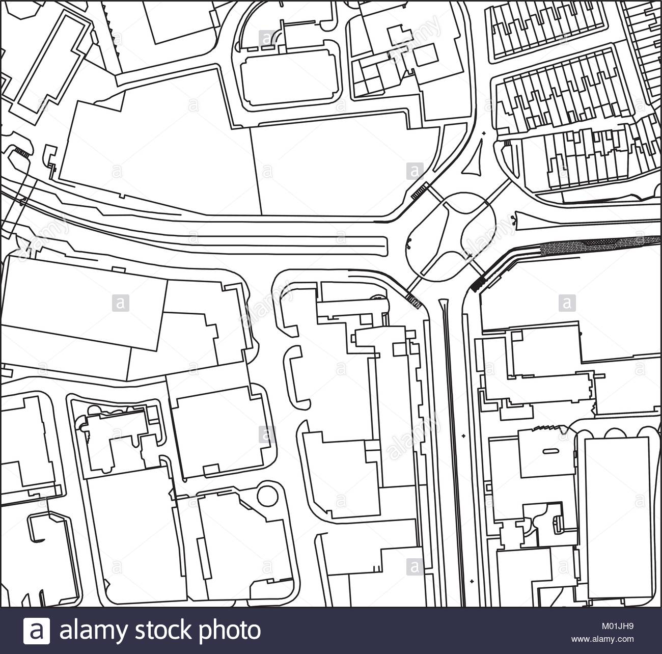 1300x1284 Vector Line Drawing Of A Busy City Or Town From Above Stock Vector