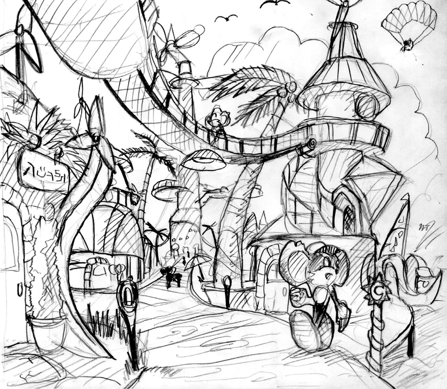 900x784 Blaze's World Town Sketch 1 By Psuc