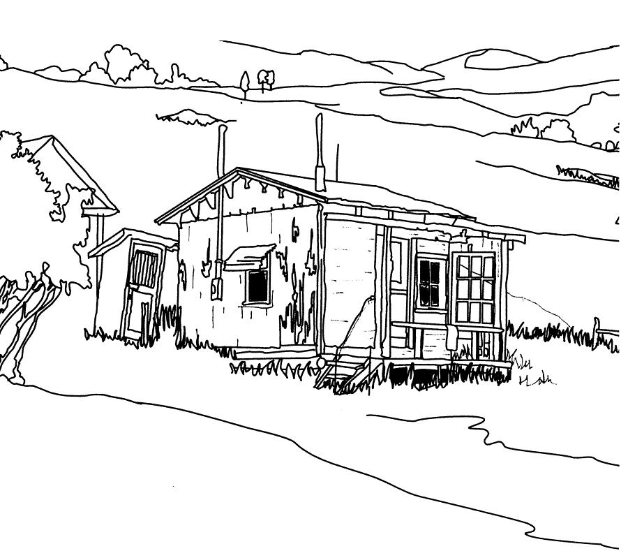 900x789 Chesaw Ghost Town Drawing By Sarah Hamilton