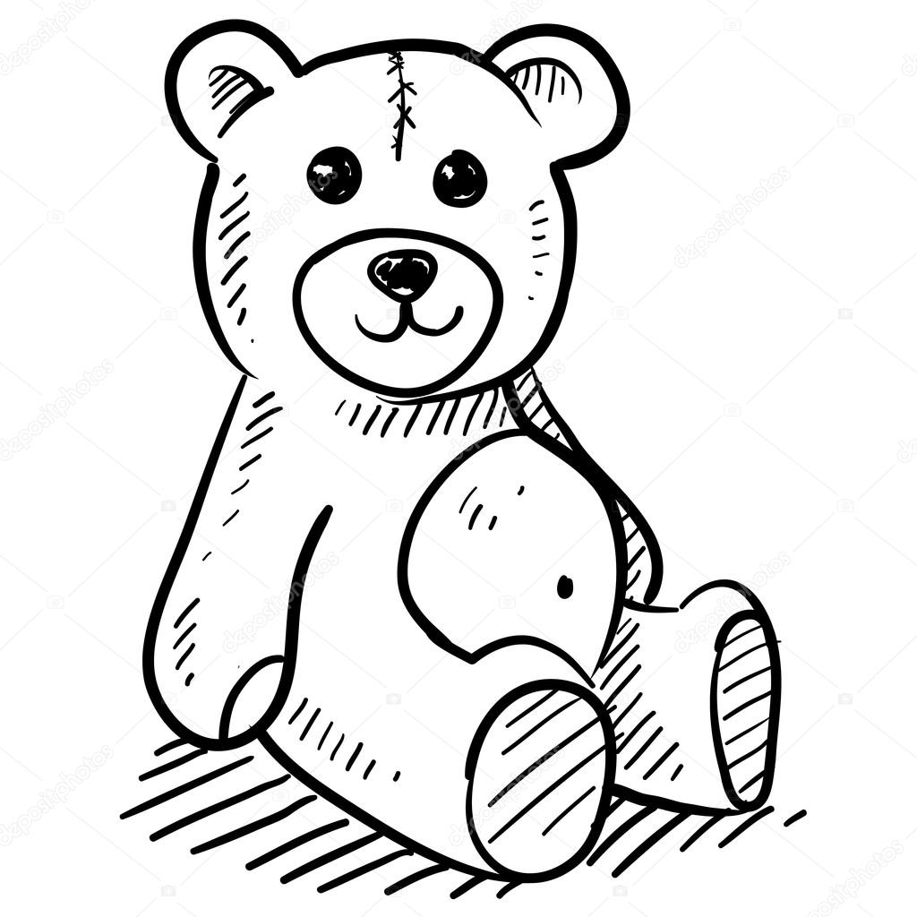 1024x1024 Child's Teddy Bear Plush Toy Sketch Stock Vector Lhfgraphics