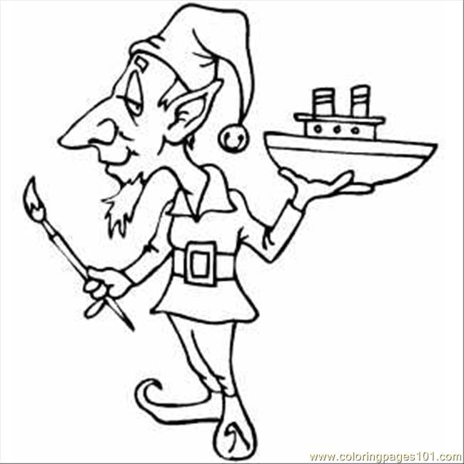 650x650 Elf Painting Toy Boat Coloring Page
