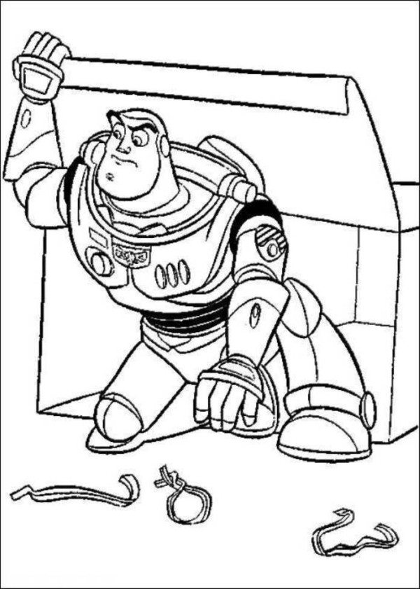 600x841 Buzz Lighyear Is Hiding Behind The Box Toy Story Coloring Pages