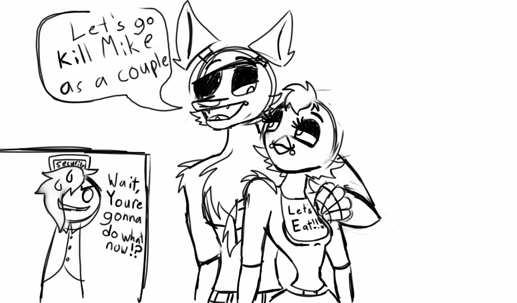 1024x600 Foxy X Chica Sketch By Galaticat