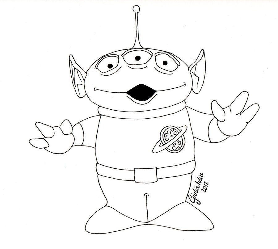 900x806 The Little Green Man (Aliens) Lineart