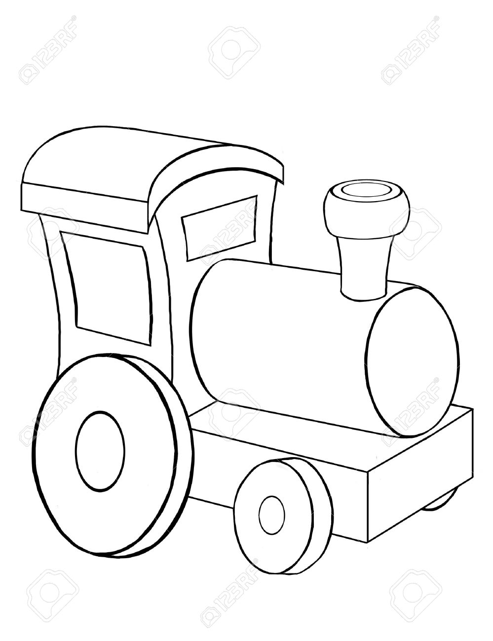 999x1300 Contour Drawing Of The Little Toy Train Stock Photo, Picture