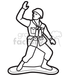 300x300 Royalty Free Black White Toy Army Soldier Illustration Graphic