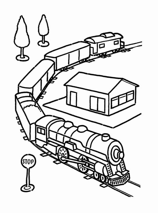 600x808 Electric Train Set Toy And On Railroad Coloring Page Color Luna