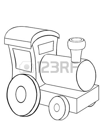 346x450 Contour Drawing Of The Little Toy Train Stock Photo, Picture