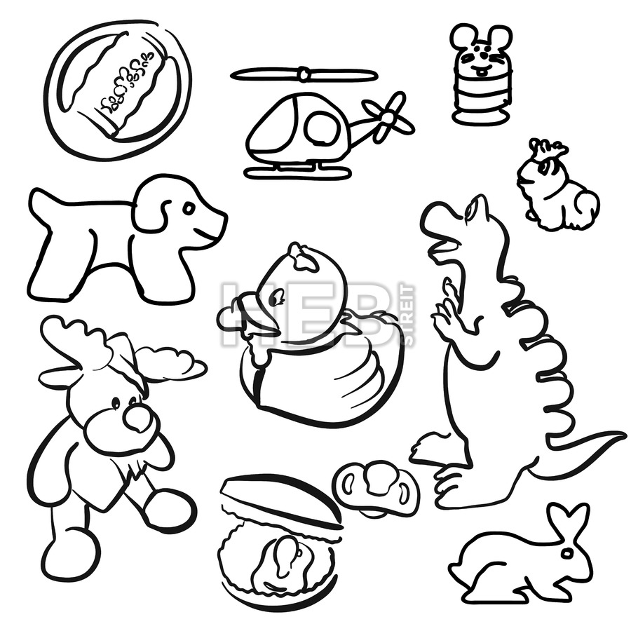 900x900 Baby Toys Outline Sketched Doodles Hebstreits