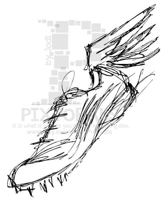 570x695 Track Winged Shoe Sketchy Eps File Vector And Jpeg Png