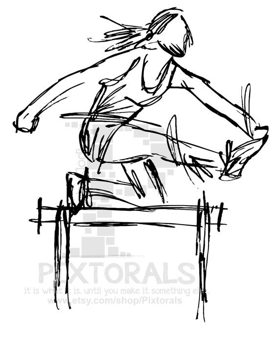 570x709 Track Amp Field Hurdles Sketchy Eps File Vector And Jpeg