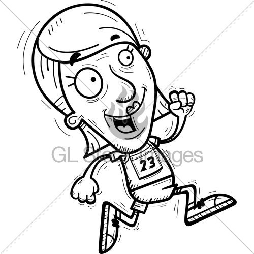 500x500 Cartoon Senior Track Athlete Running Gl Stock Images