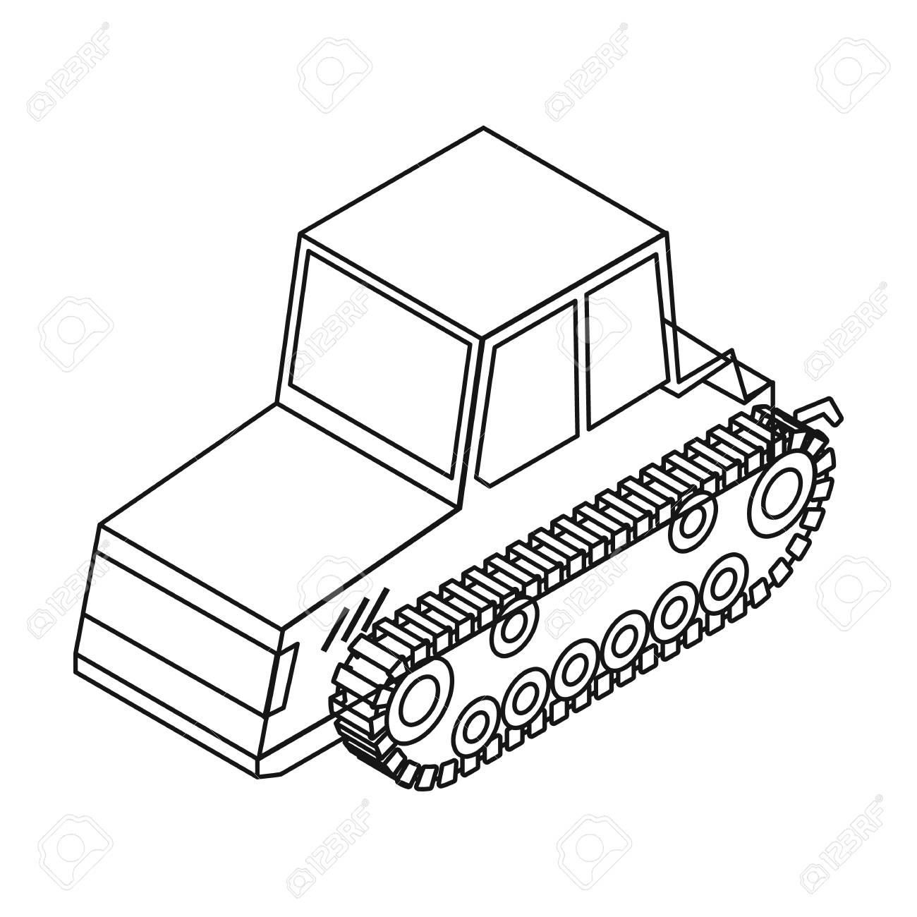 1300x1300 Tracked Tractor Icon In Outline Style Isolated On White Background